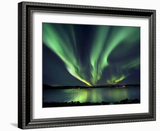 Aurora Borealis over Tjeldsundet in Troms County, Norway-Stocktrek Images-Framed Photographic Print