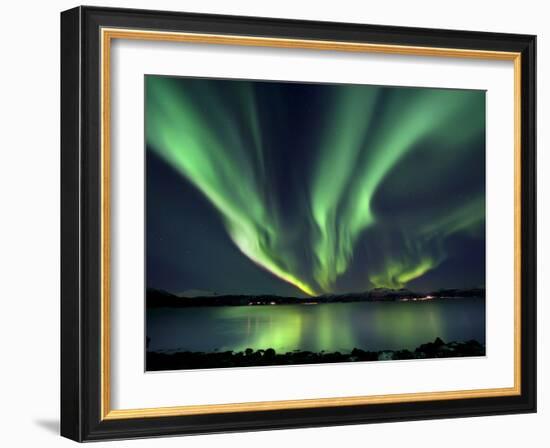 Aurora Borealis over Tjeldsundet in Troms County, Norway-Stocktrek Images-Framed Photographic Print