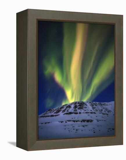 Aurora Borealis over Toviktinden Mountain in Troms County, Norway-Stocktrek Images-Framed Premier Image Canvas