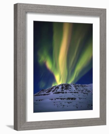 Aurora Borealis over Toviktinden Mountain in Troms County, Norway-Stocktrek Images-Framed Photographic Print