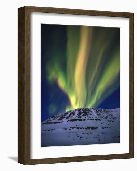 Aurora Borealis over Toviktinden Mountain in Troms County, Norway-Stocktrek Images-Framed Photographic Print