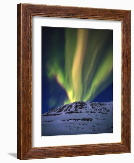 Aurora Borealis over Toviktinden Mountain in Troms County, Norway-Stocktrek Images-Framed Photographic Print