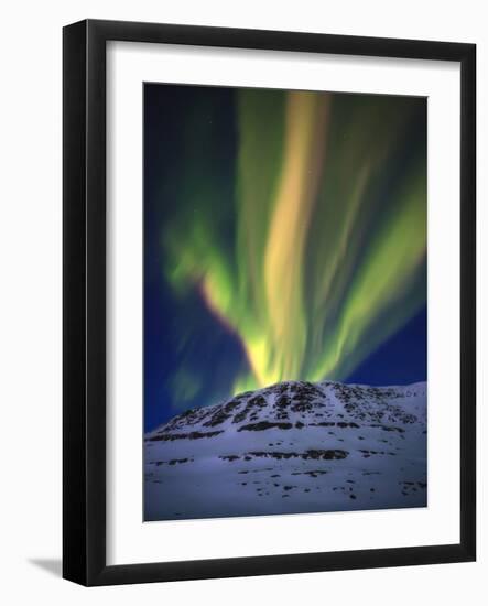 Aurora Borealis over Toviktinden Mountain in Troms County, Norway-Stocktrek Images-Framed Photographic Print