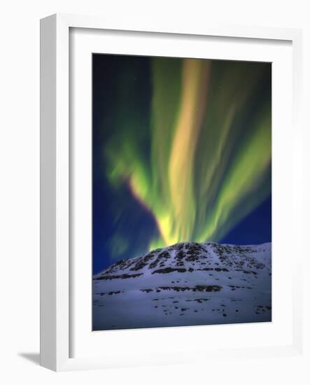 Aurora Borealis over Toviktinden Mountain in Troms County, Norway-Stocktrek Images-Framed Photographic Print