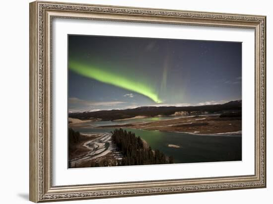 Aurora Borealis over Yukon River, Yukon, Canda-null-Framed Photographic Print
