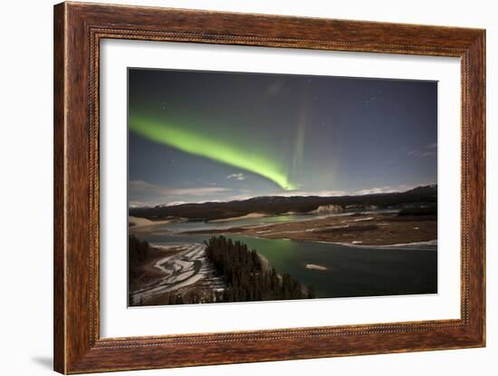 Aurora Borealis over Yukon River, Yukon, Canda-null-Framed Photographic Print