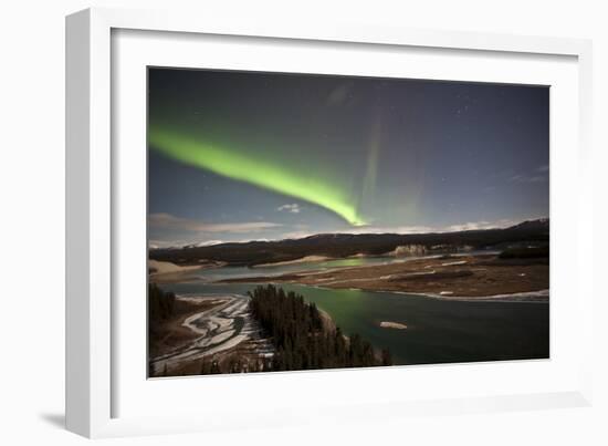 Aurora Borealis over Yukon River, Yukon, Canda-null-Framed Photographic Print