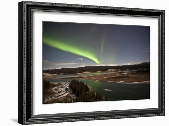 Aurora Borealis over Yukon River, Yukon, Canda-null-Framed Photographic Print