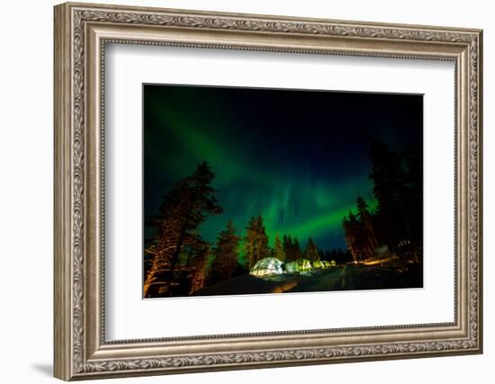 Aurora Borealis (The Northern Lights) over Kakslauttanen Igloo West Village, Saariselka, Finland-Laura Grier-Framed Photographic Print