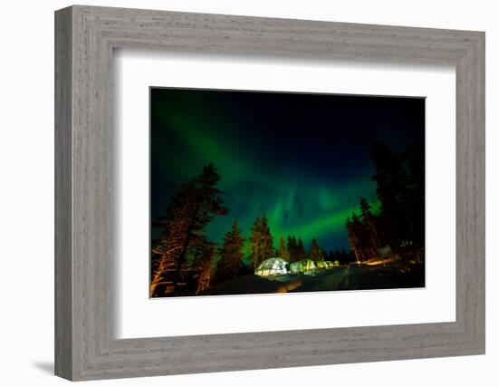 Aurora Borealis (The Northern Lights) over Kakslauttanen Igloo West Village, Saariselka, Finland-Laura Grier-Framed Photographic Print