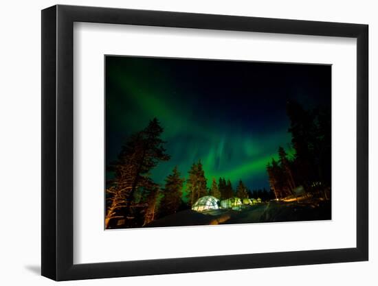 Aurora Borealis (The Northern Lights) over Kakslauttanen Igloo West Village, Saariselka, Finland-Laura Grier-Framed Photographic Print