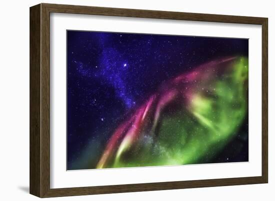 Aurora Borealis with the Milky Way Galaxy.-Arctic-Images-Framed Photographic Print