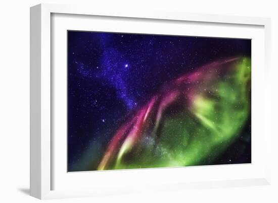 Aurora Borealis with the Milky Way Galaxy.-Arctic-Images-Framed Photographic Print