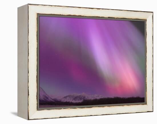 Aurora Borealis, Wrangell Mountains, Alaska, USA-Hugh Rose-Framed Premier Image Canvas