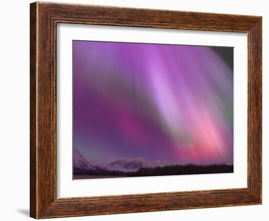 Aurora Borealis, Wrangell Mountains, Alaska, USA-Hugh Rose-Framed Photographic Print