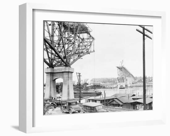 Aurora Bridge Construction Photograph - Seattle, WA-Lantern Press-Framed Art Print