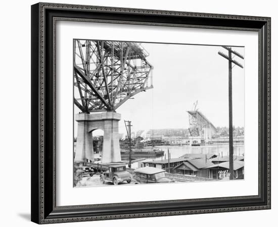 Aurora Bridge Construction Photograph - Seattle, WA-Lantern Press-Framed Art Print