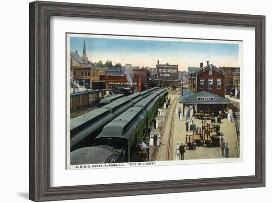 Aurora, Illinois - Chicago, Burlington, and Quincy Railroad Depot-Lantern Press-Framed Art Print