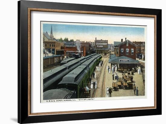 Aurora, Illinois - Chicago, Burlington, and Quincy Railroad Depot-Lantern Press-Framed Art Print