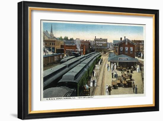 Aurora, Illinois - Chicago, Burlington, and Quincy Railroad Depot-Lantern Press-Framed Art Print