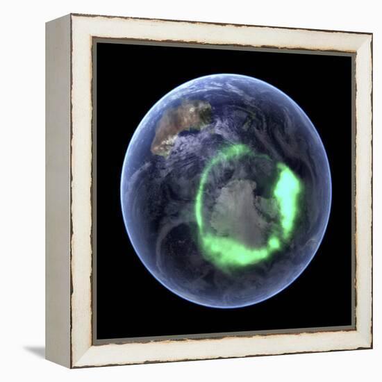 Aurora Over Antarctica, Satellite Image-null-Framed Premier Image Canvas