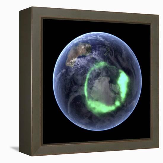 Aurora Over Antarctica, Satellite Image-null-Framed Premier Image Canvas