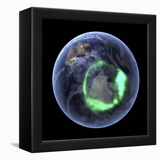 Aurora Over Antarctica, Satellite Image-null-Framed Premier Image Canvas