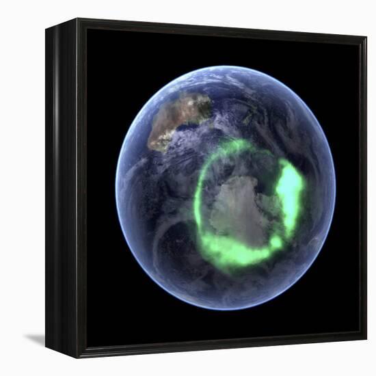 Aurora Over Antarctica, Satellite Image-null-Framed Premier Image Canvas