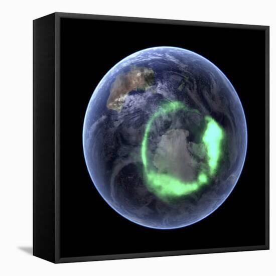 Aurora Over Antarctica, Satellite Image-null-Framed Premier Image Canvas