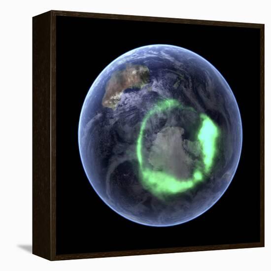 Aurora Over Antarctica, Satellite Image-null-Framed Premier Image Canvas