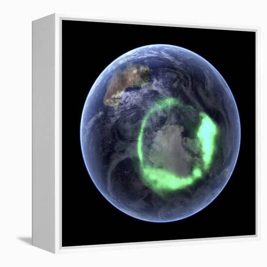 Aurora Over Antarctica, Satellite Image-null-Framed Premier Image Canvas