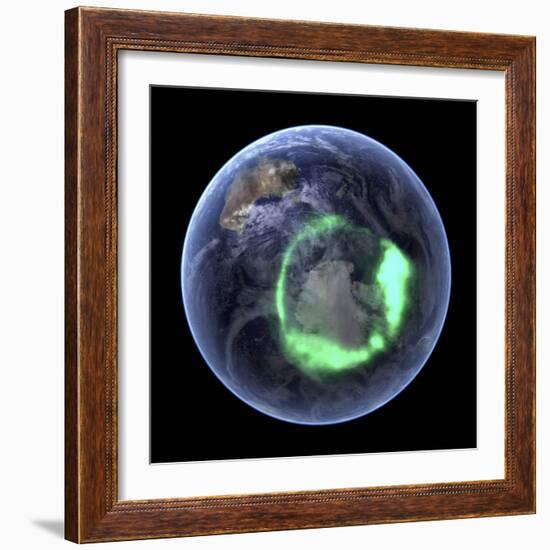 Aurora Over Antarctica, Satellite Image-null-Framed Premium Photographic Print