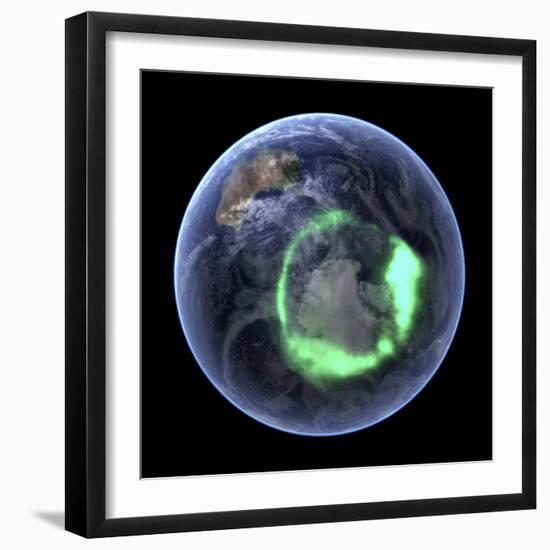 Aurora Over Antarctica, Satellite Image-null-Framed Premium Photographic Print