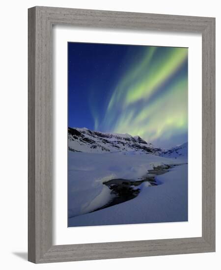 Aurora over Skittendalstinden in Troms County, Norway-Stocktrek Images-Framed Photographic Print