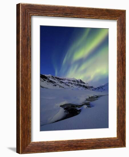 Aurora over Skittendalstinden in Troms County, Norway-Stocktrek Images-Framed Photographic Print