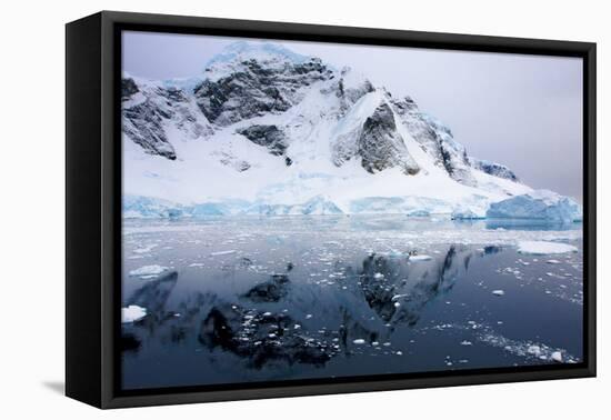 Aurora Passage Antarctica. Ice-Covered Mountain with Reflection-Janet Muir-Framed Premier Image Canvas