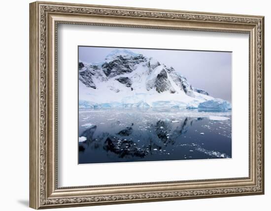 Aurora Passage Antarctica. Ice-Covered Mountain with Reflection-Janet Muir-Framed Photographic Print