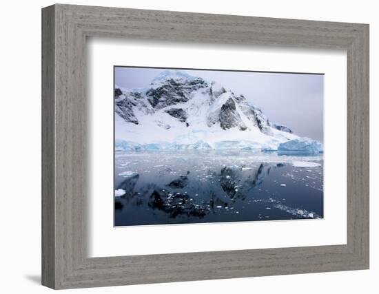 Aurora Passage Antarctica. Ice-Covered Mountain with Reflection-Janet Muir-Framed Photographic Print