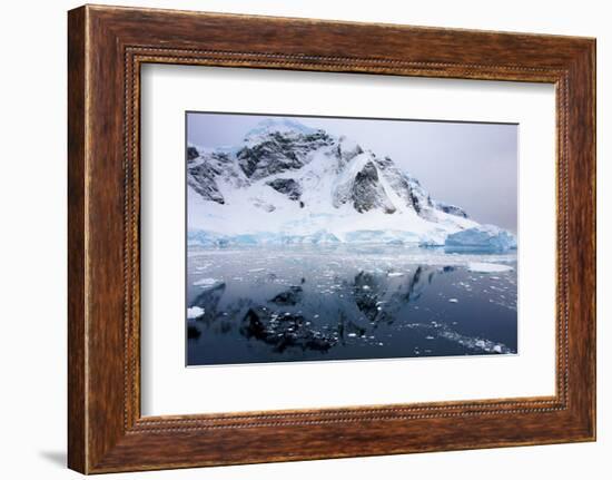 Aurora Passage Antarctica. Ice-Covered Mountain with Reflection-Janet Muir-Framed Photographic Print