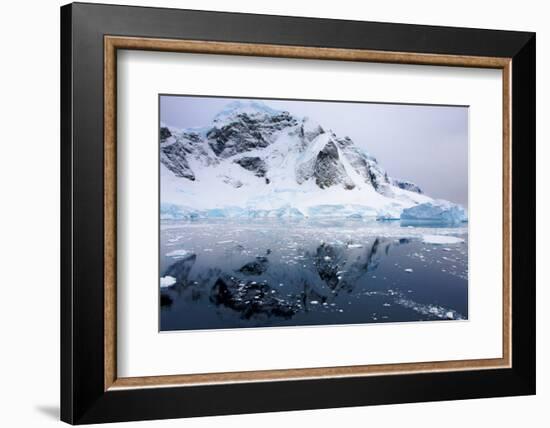 Aurora Passage Antarctica. Ice-Covered Mountain with Reflection-Janet Muir-Framed Photographic Print