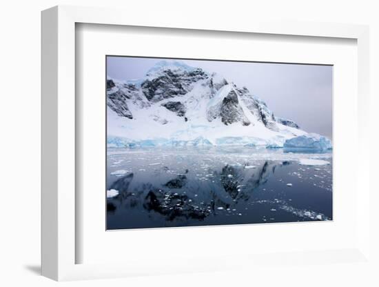 Aurora Passage Antarctica. Ice-Covered Mountain with Reflection-Janet Muir-Framed Photographic Print