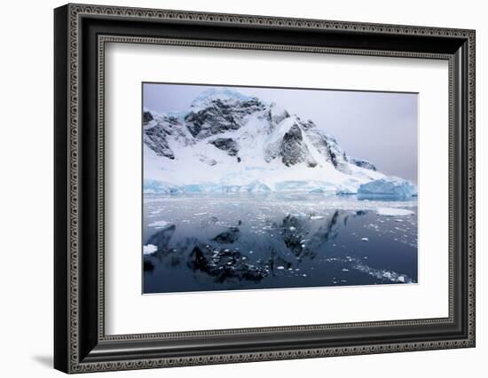 Aurora Passage Antarctica. Ice-Covered Mountain with Reflection-Janet Muir-Framed Photographic Print