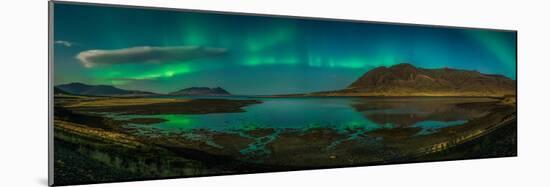 Auroras over Hraunsfjordur fjord, The lava fjord, Snaefellsnes peninsula, Iceland-null-Mounted Photographic Print