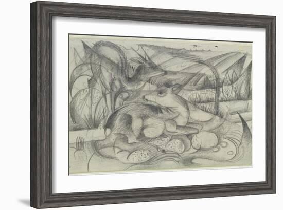 Aus Dem Skizzenbuch Von Der Front: Rehe, 1915-Franz Marc-Framed Giclee Print