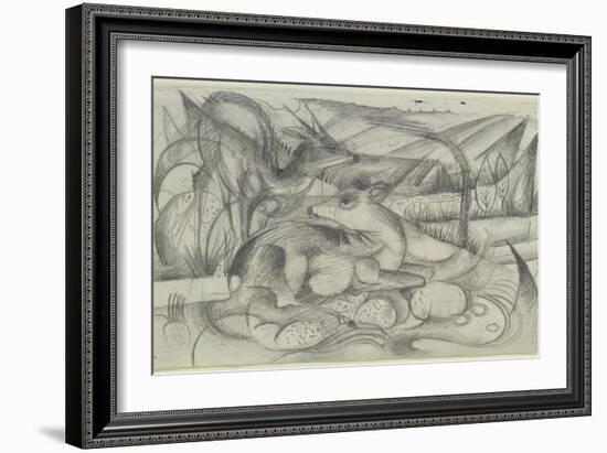 Aus Dem Skizzenbuch Von Der Front: Rehe, 1915-Franz Marc-Framed Giclee Print