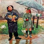 "Waiting for Bus in Rain," Country Gentleman Cover, April 1, 1948-Austin Briggs-Giclee Print