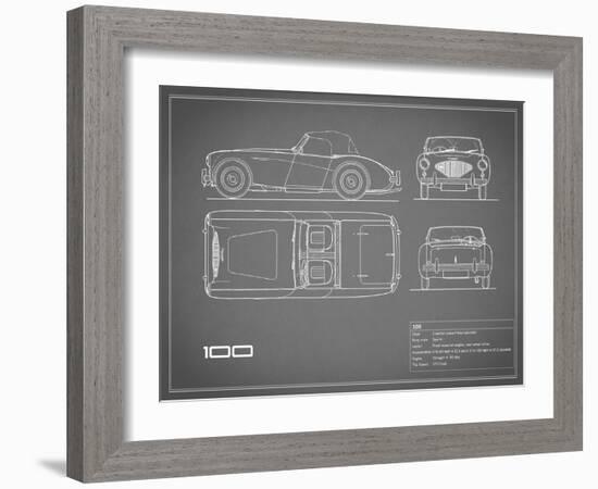 Austin-Healey 100-Grey-Mark Rogan-Framed Art Print
