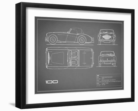 Austin-Healey 100-Grey-Mark Rogan-Framed Art Print