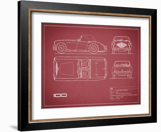 Austin-Healey 100-Maroon-Mark Rogan-Framed Art Print