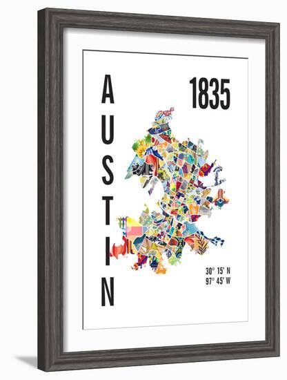 Austin Map Print-J Hill Design-Framed Giclee Print